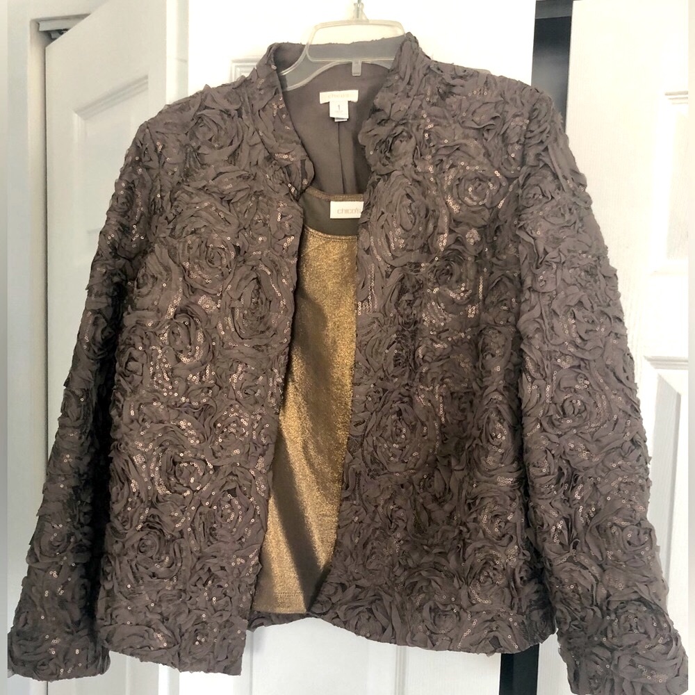Chico’s two pieces open front jacket laced size M